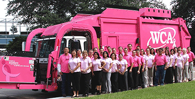 WCA - Pink Dumpster Truck - Breast Cancer Awareness - National Garbage Man Day